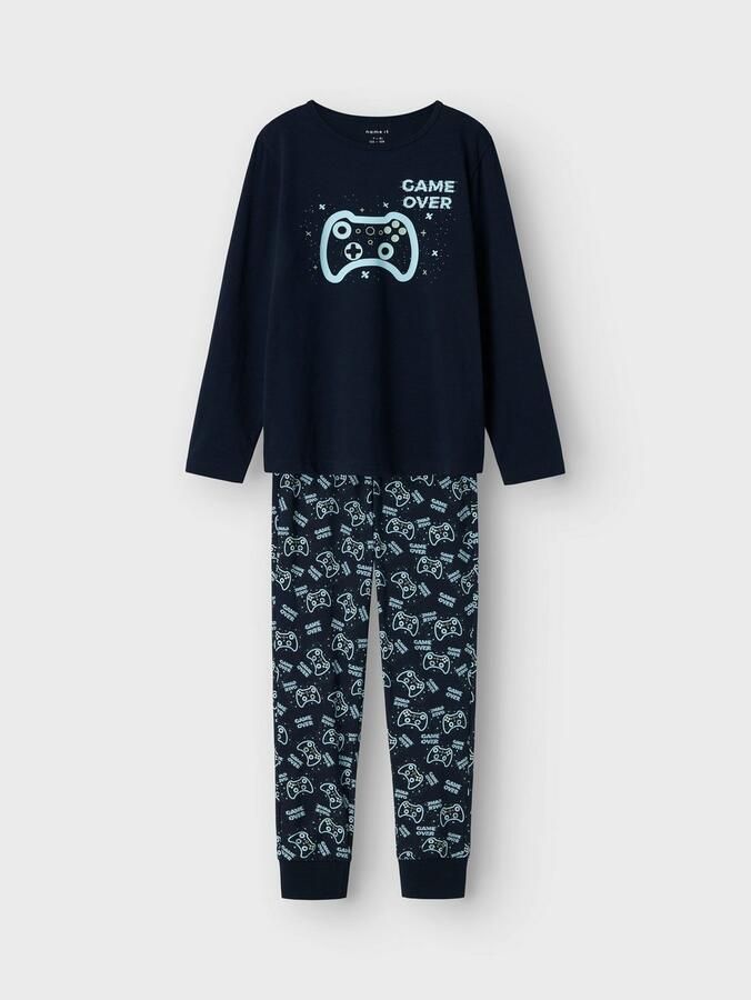 NAME IT KIDS pyjama met all over print donkerblauw lichtblauw - Foto 4
