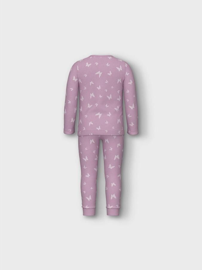 Name it MINI pyjama NMFNIGHTSETBUTTERFLY lila wit Paars Meisjes Stretchkatoen Ronde hals 110 116 - Foto 5