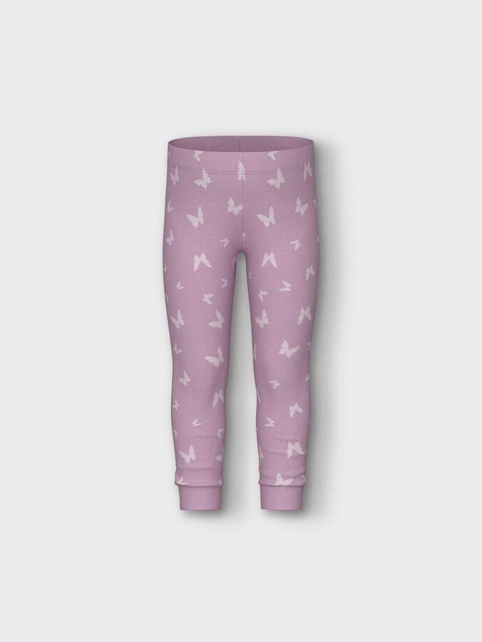 Name it MINI pyjama NMFNIGHTSETBUTTERFLY lila wit Paars Meisjes Stretchkatoen Ronde hals 110 116 - Foto 3