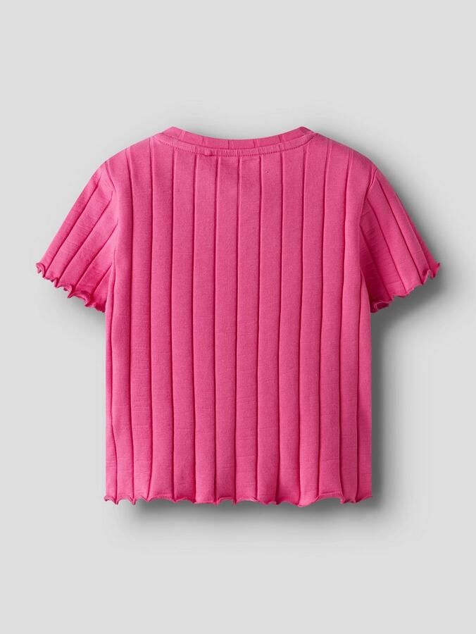 Name It Shirt met korte mouwen NKFNORALINA SS CROP TOP NOOS Katoenmix met stretch gegolfde randen - Foto 4