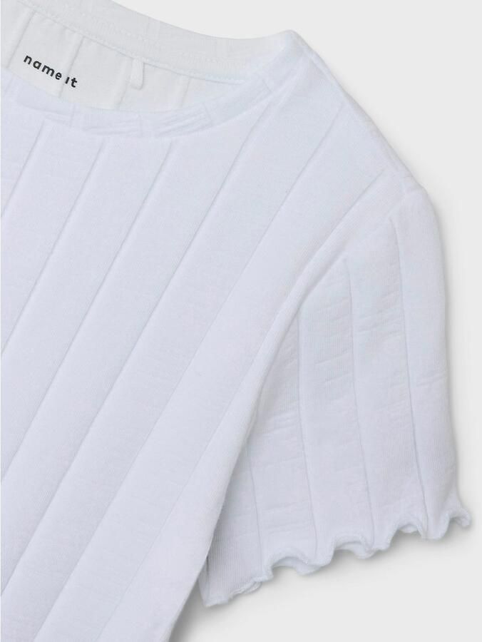 Name It Shirt met korte mouwen NKFNORALINA SS CROP TOP NOOS Katoenmix met stretch gegolfde randen - Foto 3