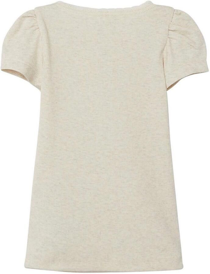 Name it MINI ribgebreid T-shirt NMFKAB met kant ecru Meisjes Stretchkatoen Ronde hals 122 128 - Foto 2