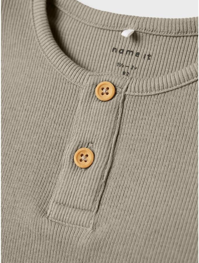 Name it MINI ribgebreid T-shirt NMMKAB zand Beige Jongens Katoen Ronde hals 122 128 - Foto 2