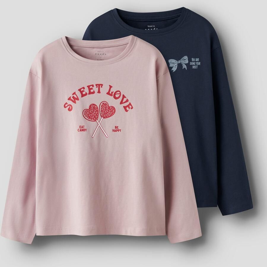 NAME IT KIDS longsleeve NKFVEEN set van 2 lila donkerblauw - Foto 2