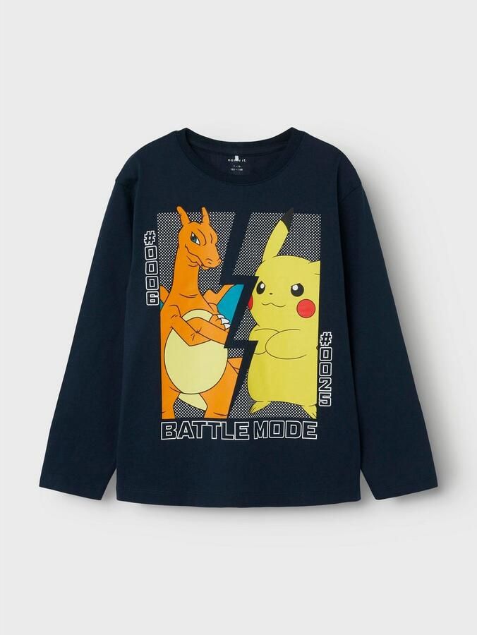 Name it KIDS Pokemon longsleeve met printopdruk donkerblauw Jongens Katoen Ronde hals 158 164 - Foto 4
