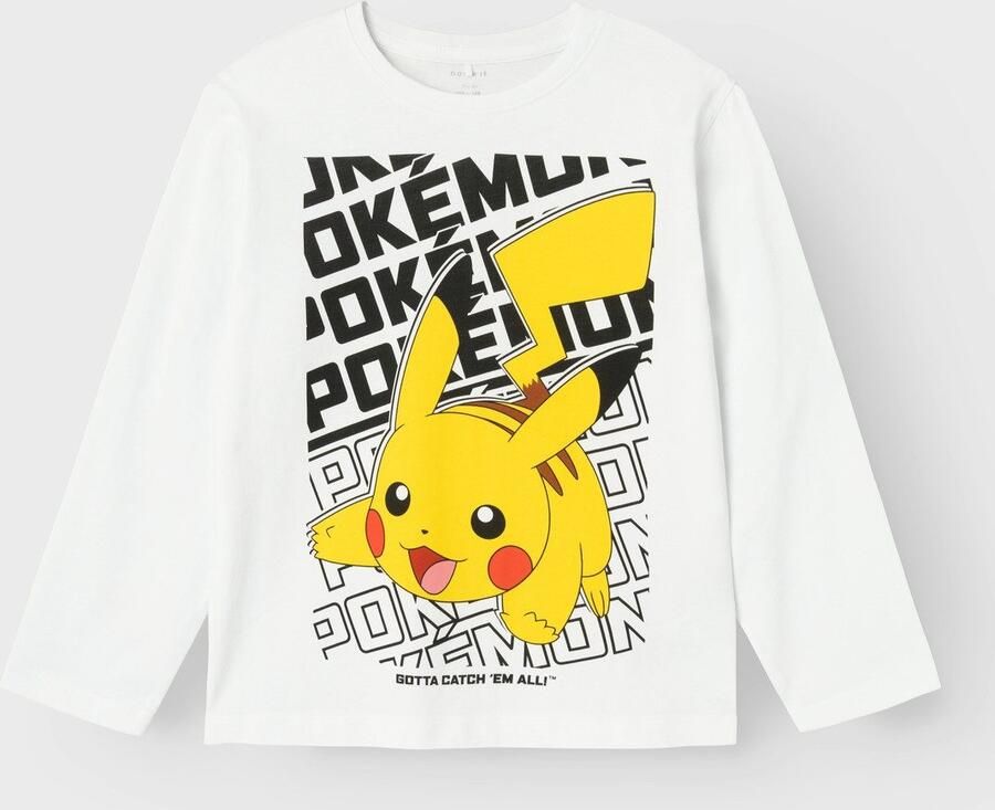 Name it KIDS Pokemon longsleeve met printopdruk wit Jongens Katoen Ronde hals 158 164 - Foto 3