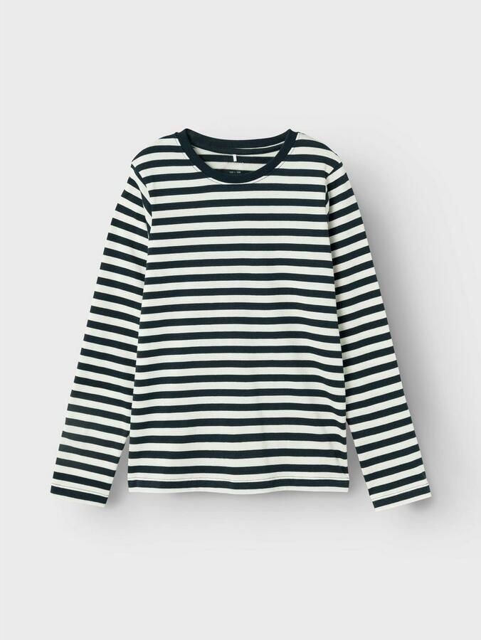 Name it KIDS gestreepte longsleeve NKMSALMO donkerblauw wit Jongens Katoen Ronde hals 146 152 - Foto 4