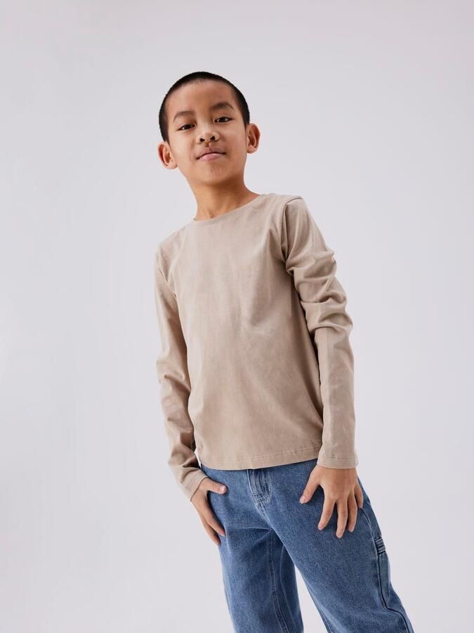 Name it KIDS longsleeve NKMVOBBO beige Jongens Katoen Ronde hals Effen 134 140 - Foto 5