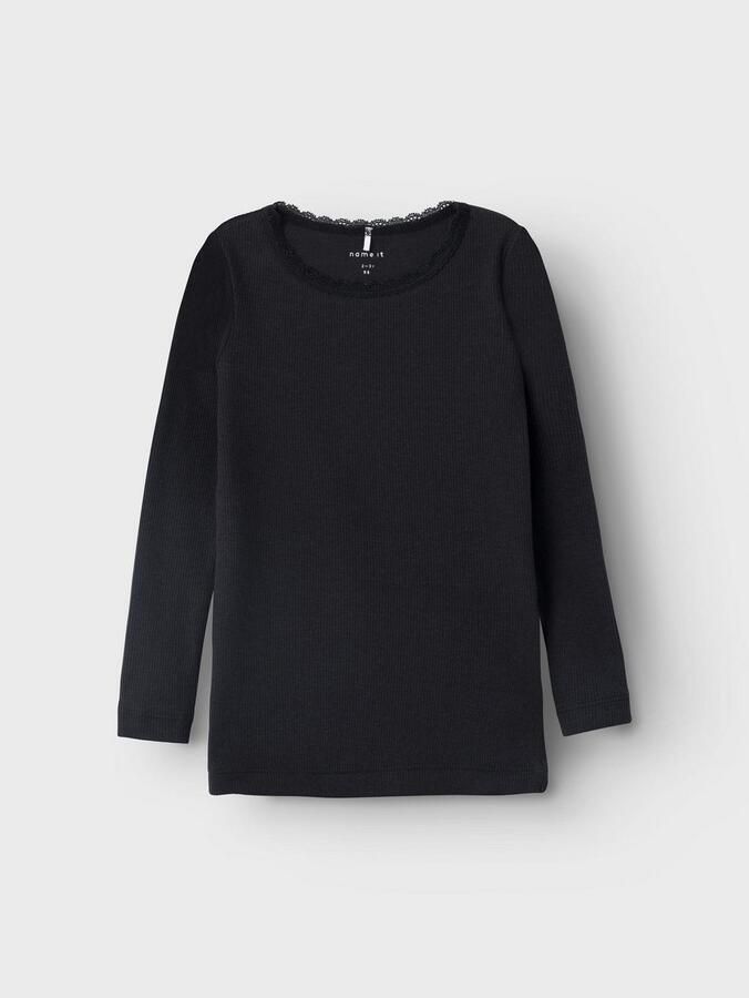 Name It Shirt met lange mouwen NMFKAB LS TOP NOOS in fijne rib en met schattige kanten rand aan de halslijn - Foto 4