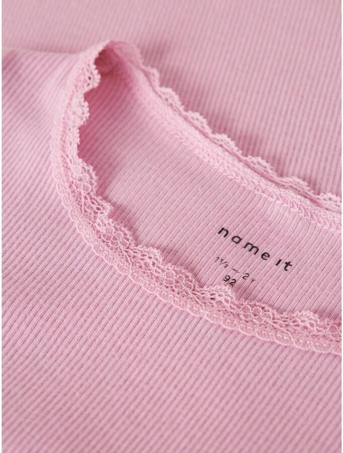 Name It Shirt met lange mouwen NMFKAB LS TOP NOOS in fijne rib en met schattige kanten rand aan de halslijn - Foto 4