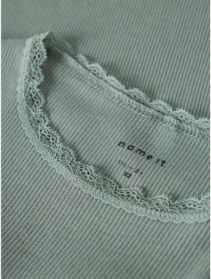 Name It Shirt met lange mouwen NMFKAB LS TOP NOOS in fijne rib en met schattige kanten rand aan de halslijn - Foto 3