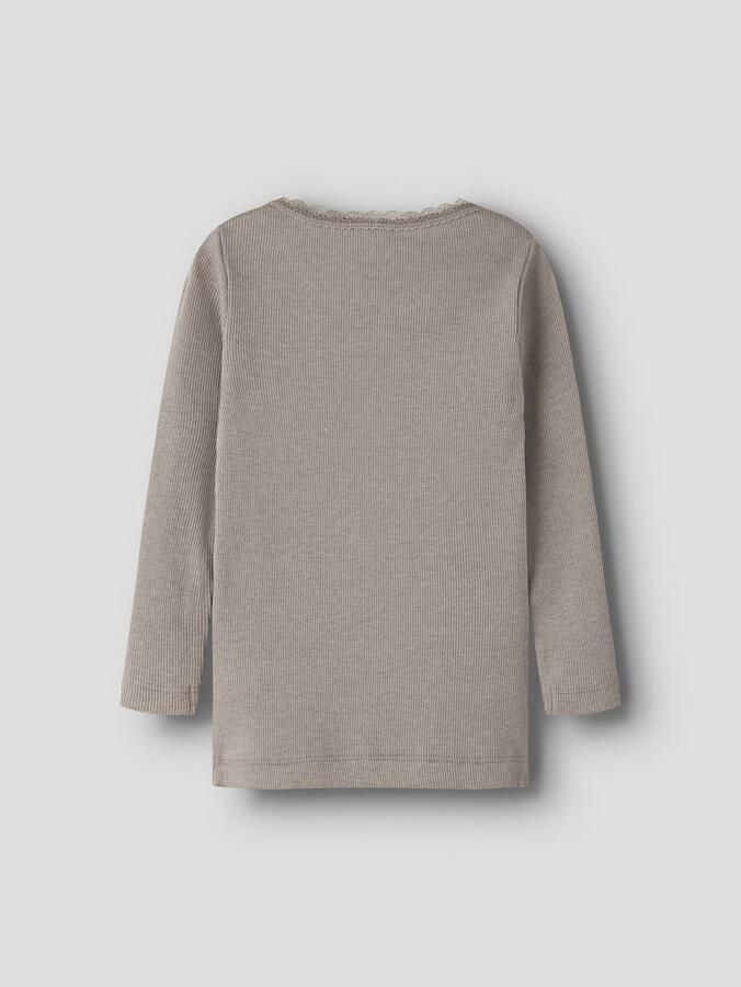 Name It Shirt met lange mouwen NMFKAB LS TOP NOOS in fijne rib en met schattige kanten rand aan de halslijn - Foto 4