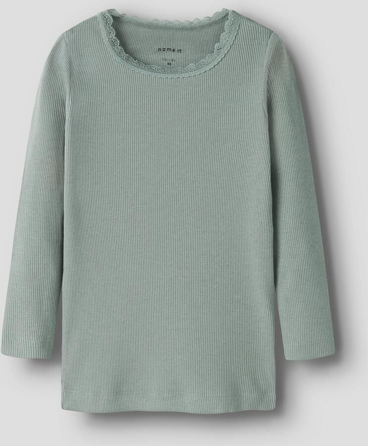 Name It Shirt met lange mouwen NMFKAB LS TOP NOOS in fijne rib en met schattige kanten rand aan de halslijn - Foto 2