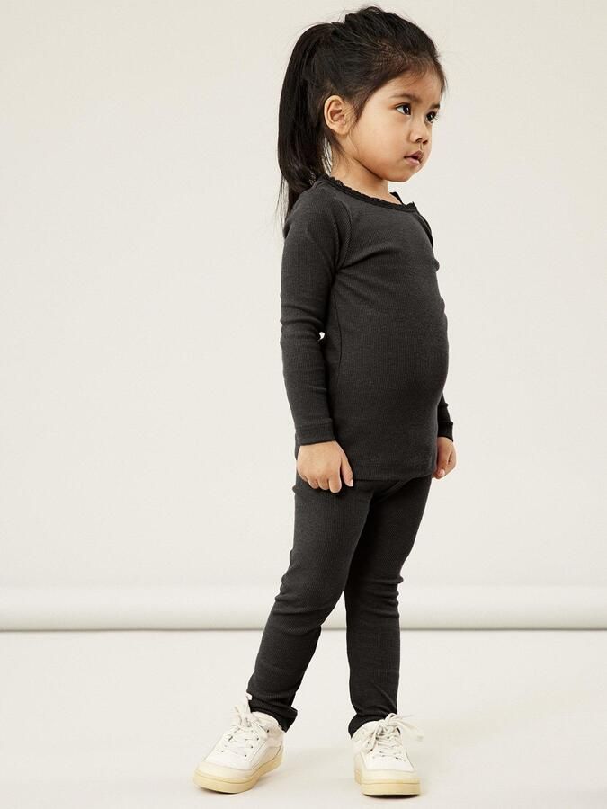 Name It Shirt met lange mouwen NMFKAB LS TOP NOOS in fijne rib en met schattige kanten rand aan de halslijn - Foto 3