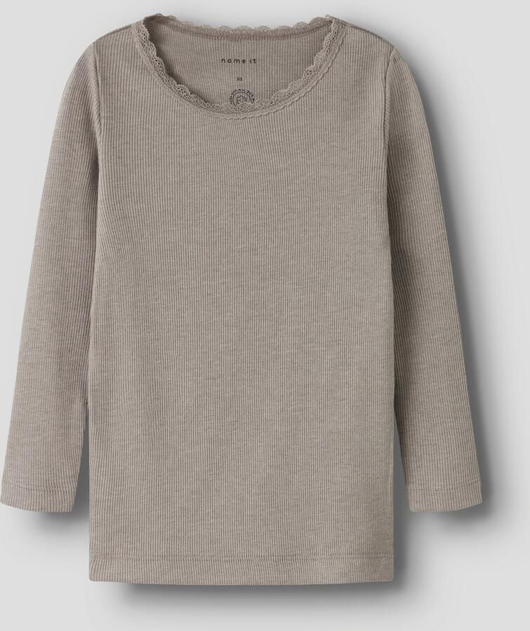 Name It Shirt met lange mouwen NMFKAB LS TOP NOOS in fijne rib en met schattige kanten rand aan de halslijn - Foto 2