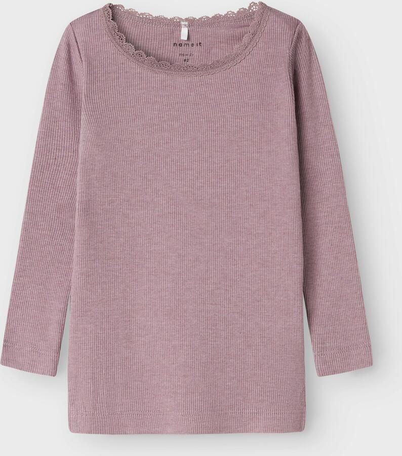 Name It Shirt met lange mouwen NMFKAB LS TOP NOOS in fijne rib en met schattige kanten rand aan de halslijn - Foto 3