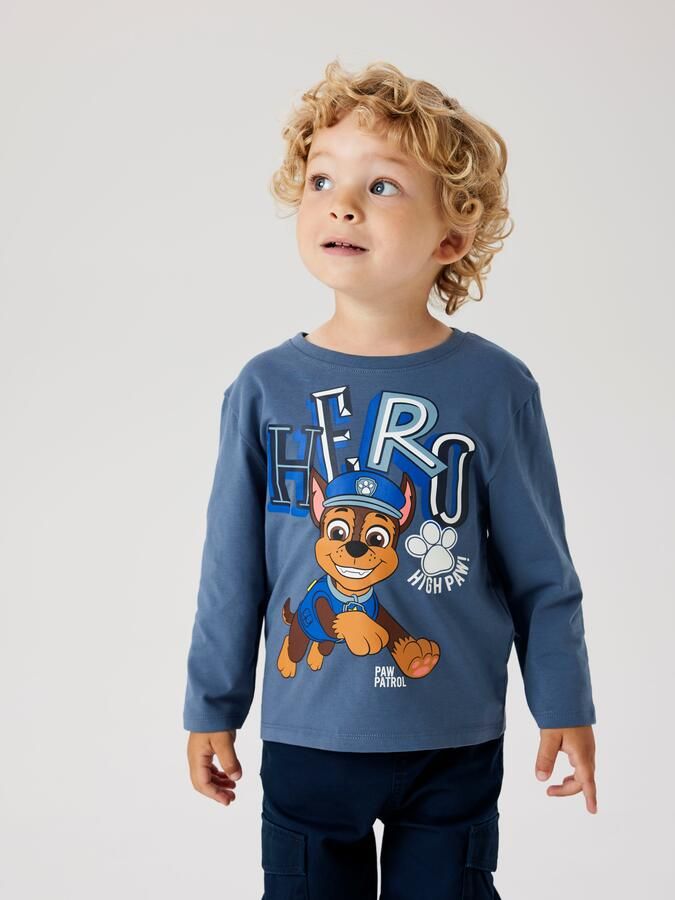 NAME IT MINI Paw Patrol longsleeve blauw Jongens Stretchkatoen Ronde hals