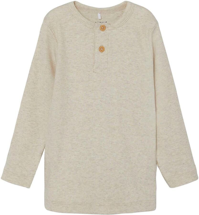 Name It Shirt met lange mouwen NMMKAB LS TOP NOOS in henley-stijl met korte knoopsluiting bij de halslijn
