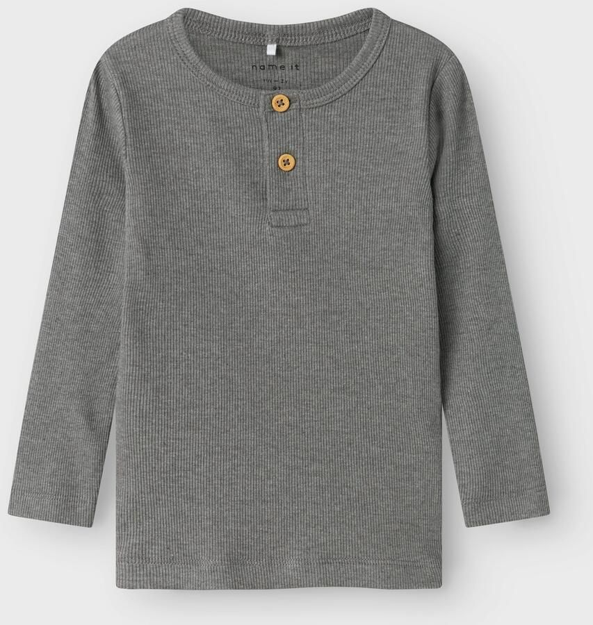 Name It Shirt met lange mouwen NMMKAB LS TOP NOOS in henley-stijl met korte knoopsluiting bij de halslijn