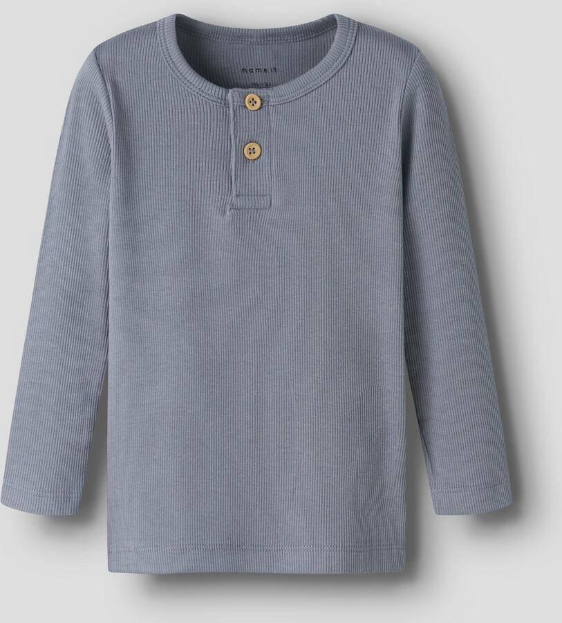 Name It Shirt met lange mouwen NMMKAB LS TOP NOOS in henley-stijl met korte knoopsluiting bij de halslijn