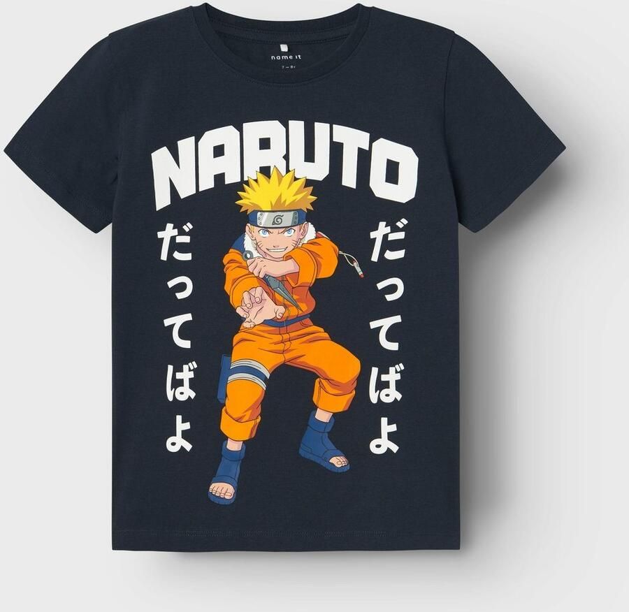 Name it KIDS T-shirt NKMMACAR NARUTO met printopdruk donkerblauw Jongens Stretchkatoen Ronde hals 122 128 - Foto 3
