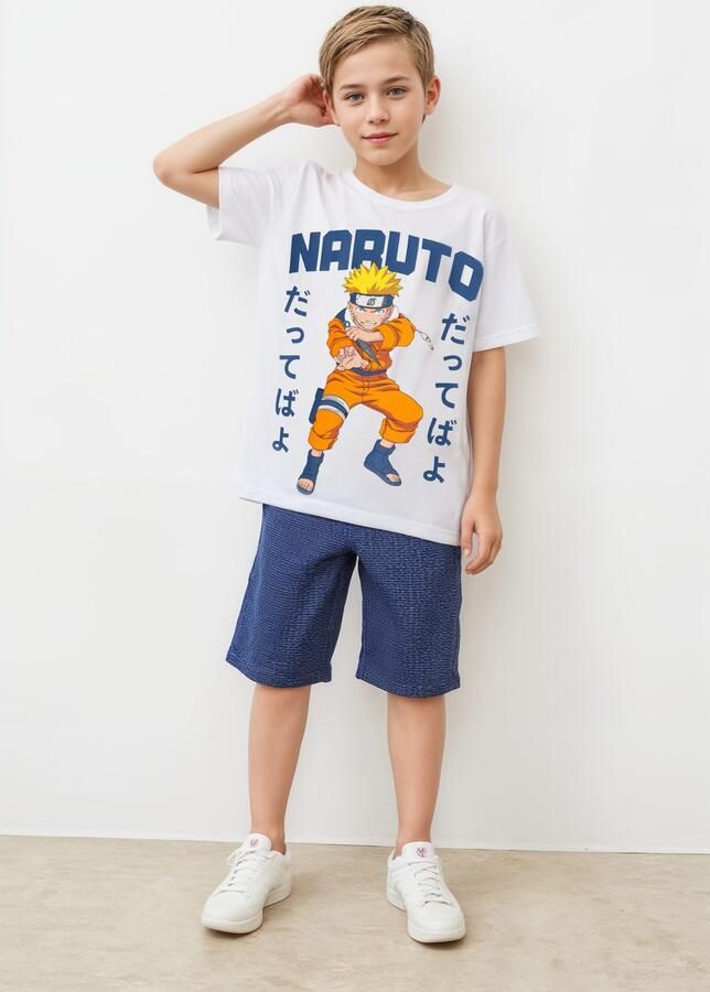 Name it KIDS T-shirt NKMMACAR NARUTO met printopdruk wit Jongens Stretchkatoen Ronde hals 122 128 - Foto 3