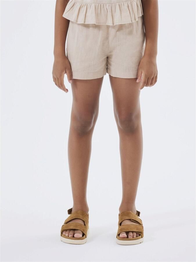 Name it KIDS casual short NKFFALINNEN beige Korte broek Meisjes Katoen 116 - Foto 7