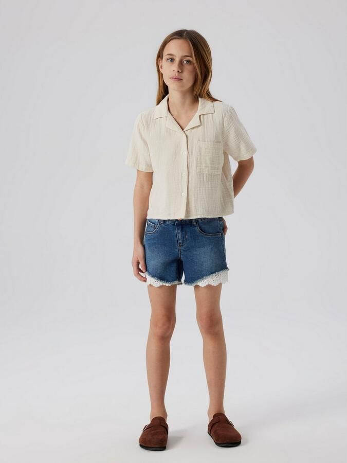 Name it KIDS regular fit denim short NKFSALLI dark blue denim Blauw Meisjes Stretchdenim 128 - Foto 9