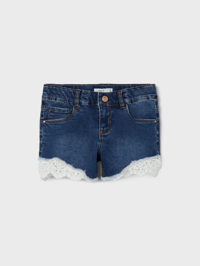 Name it KIDS regular fit denim short NKFSALLI dark blue denim Blauw Meisjes Stretchdenim 128 - Foto 8