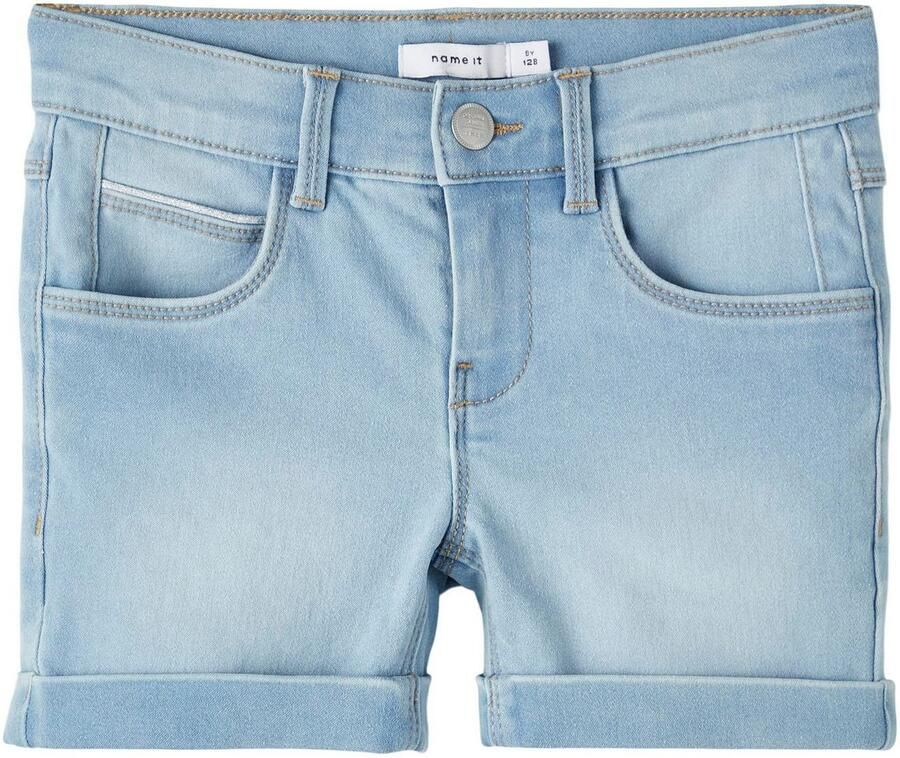 Name it KIDS slim fit denim short NKFSALLI light blue denim Blauw Meisjes Stretchdenim 134 - Foto 2