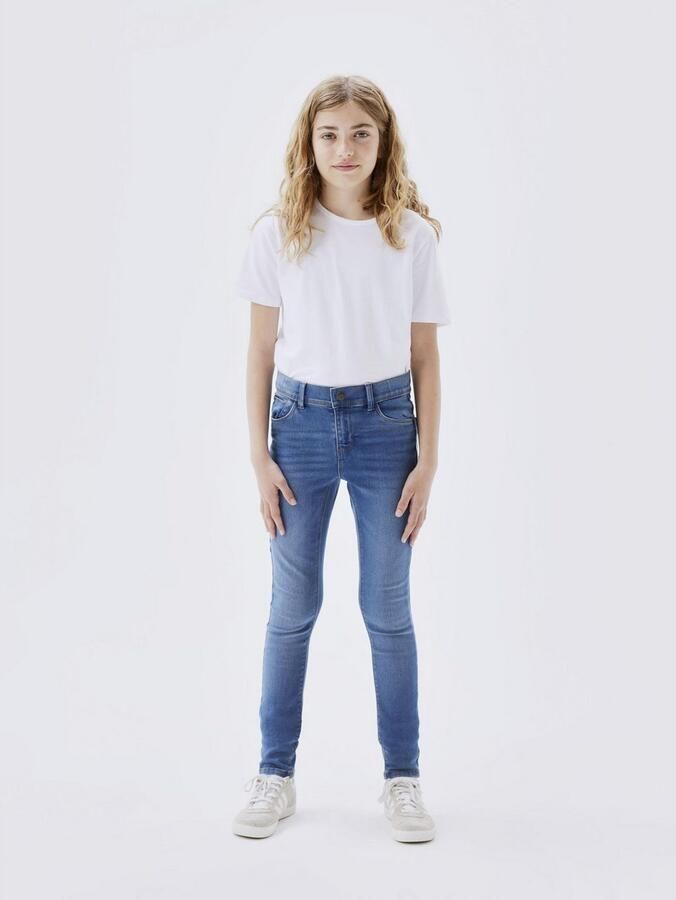 Name it skinny jeans NKFPOLLY medium blue denim Blauw Meisjes Stretchdenim 128 - Foto 5
