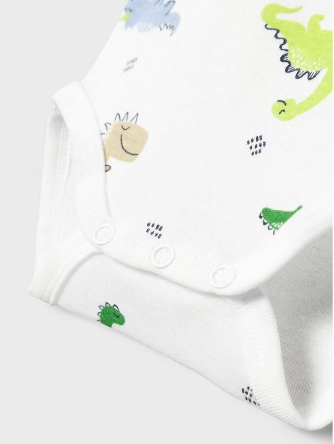 Name it BABY romper NBMBODY set van 2 groen wit Jongens Biologisch katoen Ronde hals 50 - Foto 2