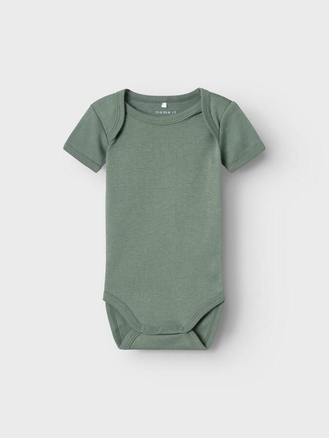 Name it BABY romper NBMBODY set van 2 groen wit Jongens Biologisch katoen Ronde hals 50 - Foto 3
