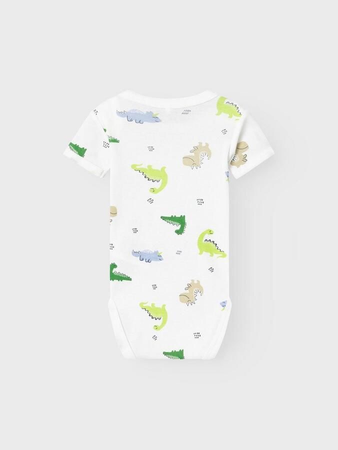 Name it BABY romper NBMBODY set van 2 groen wit Jongens Biologisch katoen Ronde hals 50 - Foto 4