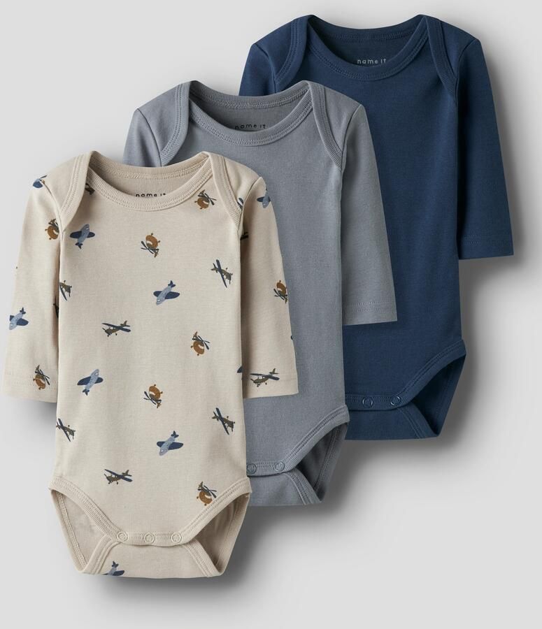 Name It Slaaponesie NBMBODY 3P LS AIRPLANE NOOS (set 3-delig)