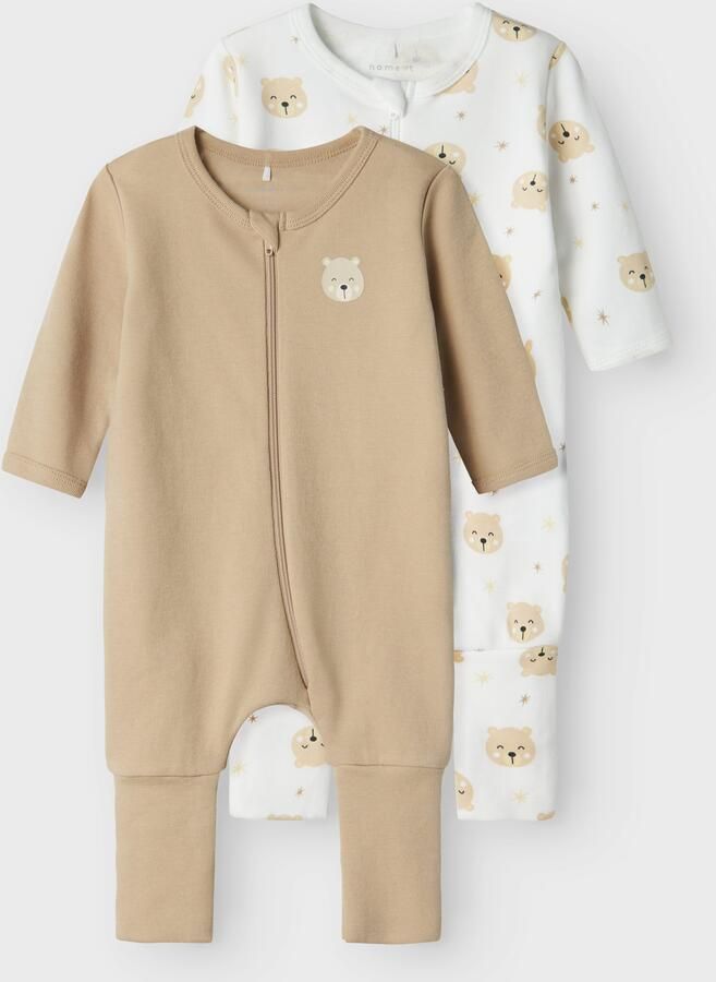 Name it BABY pyjama met all over print set van 2 zand wit Beige Jongens Katoen Ronde hals 104 - Foto 5