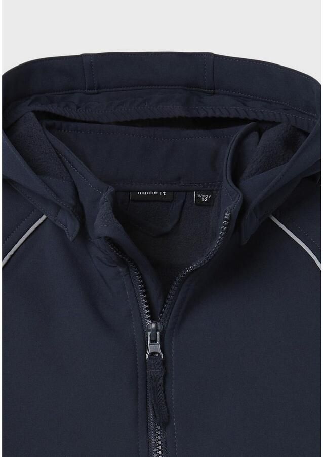 Name it MINI unisex softshell buitenspeelpak NMNALFA donkerblauw Jas Jongens Polyester Capuchon 104 - Foto 2