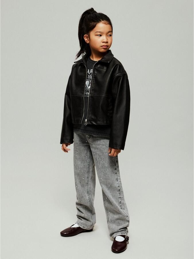 NAME IT KIDS straight leg jeans met strass-steentjes light grey denim - Foto 5