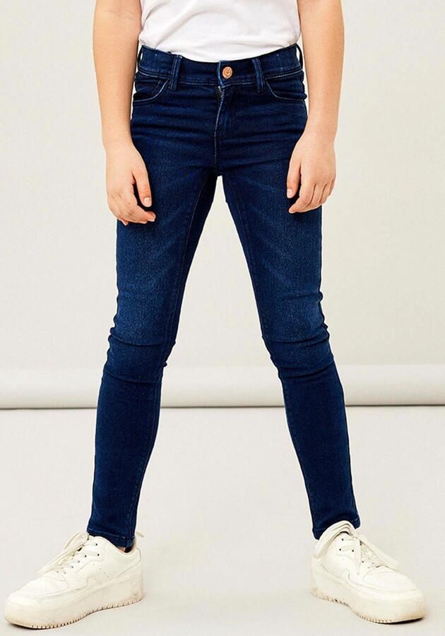 Name it skinny jeans NKFPOLLY dark blue denim Blauw Meisjes Stretchdenim 104 - Foto 5