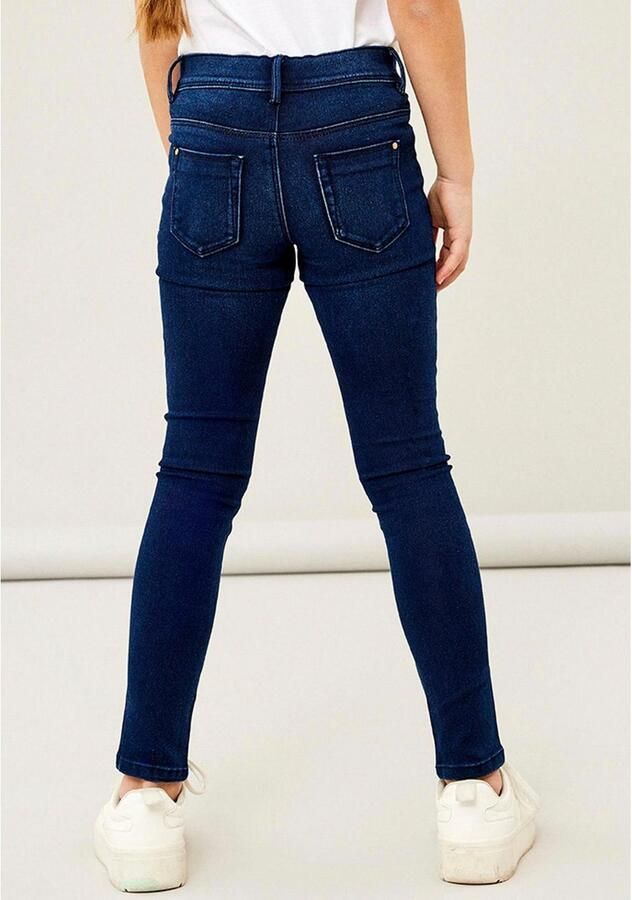 Name it skinny jeans NKFPOLLY dark blue denim Blauw Meisjes Stretchdenim 104 - Foto 4