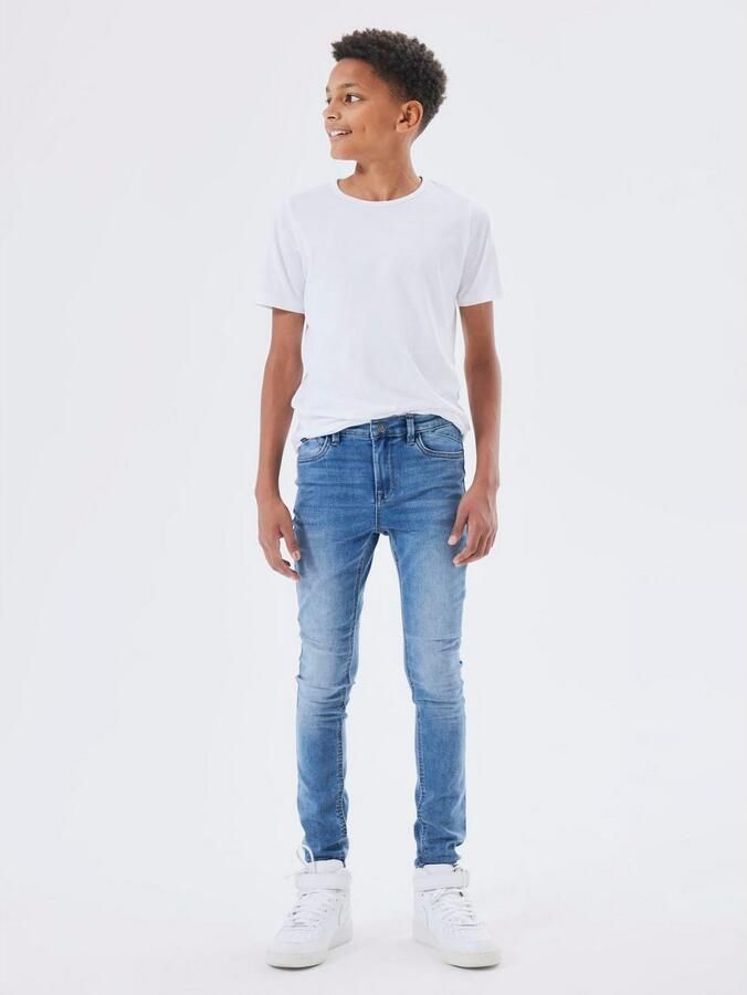 Name it KIDS skinny jeans NKMPETE medium blue denim Blauw Jongens Stretchdenim 104 - Foto 7