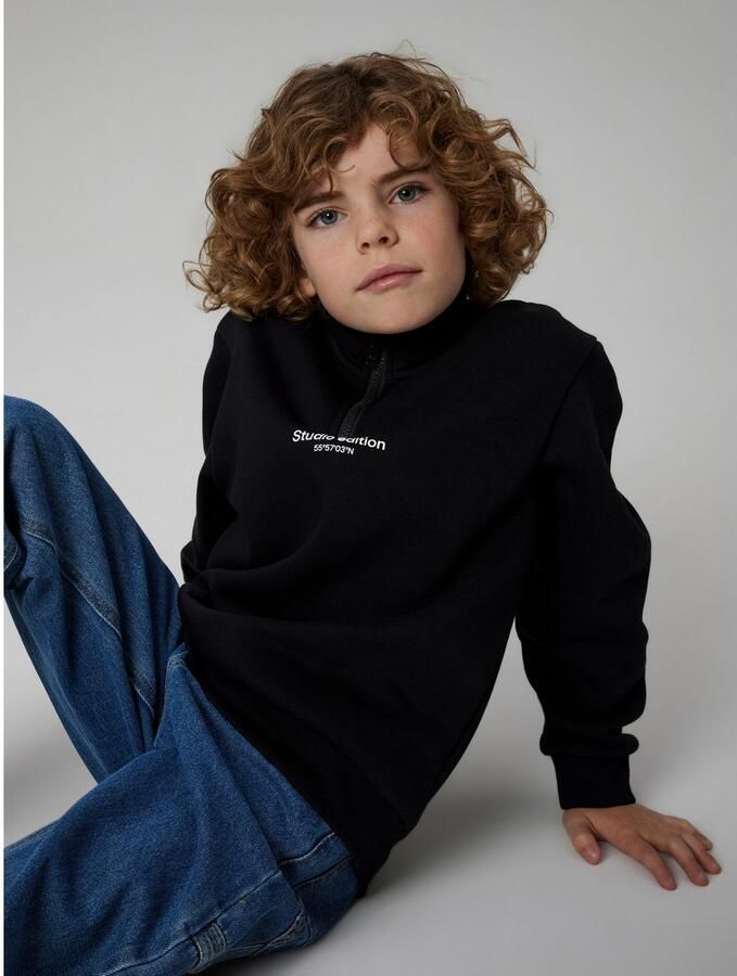 Name It Sweatshirt NKMBRODY LS NREG SWEAT ZIP BRU NOOS met een opstaande kraag en korte ritssluiting - Foto 2