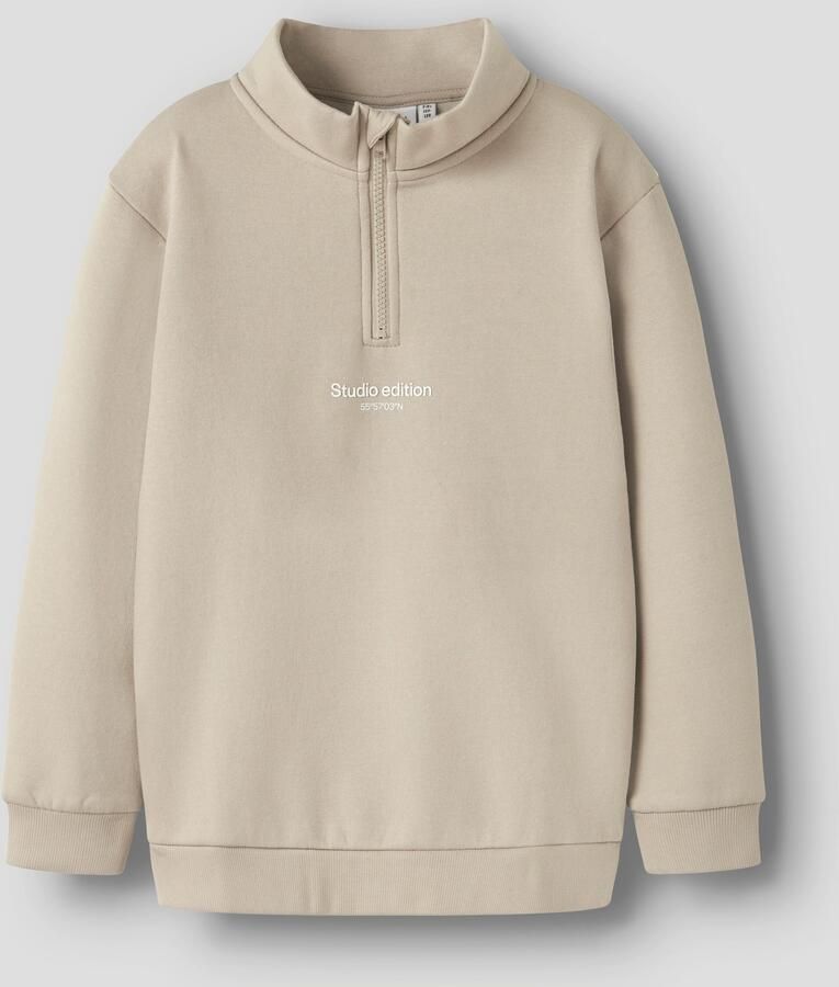 Name It Sweatshirt NKMBRODY LS NREG SWEAT ZIP BRU NOOS met een opstaande kraag en korte ritssluiting - Foto 3