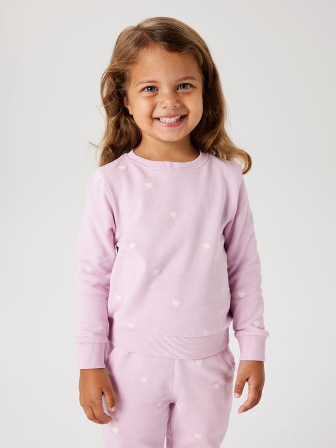 Name It Sweatshirt NMFVALBA – Sweater met hartjes-alloverprint en ribboorden - Foto 4