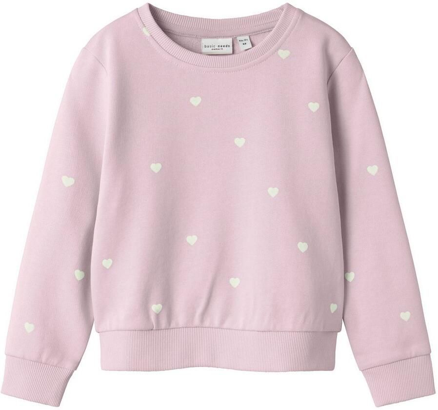 Name It Sweatshirt NMFVALBA – Sweater met hartjes-alloverprint en ribboorden - Foto 2