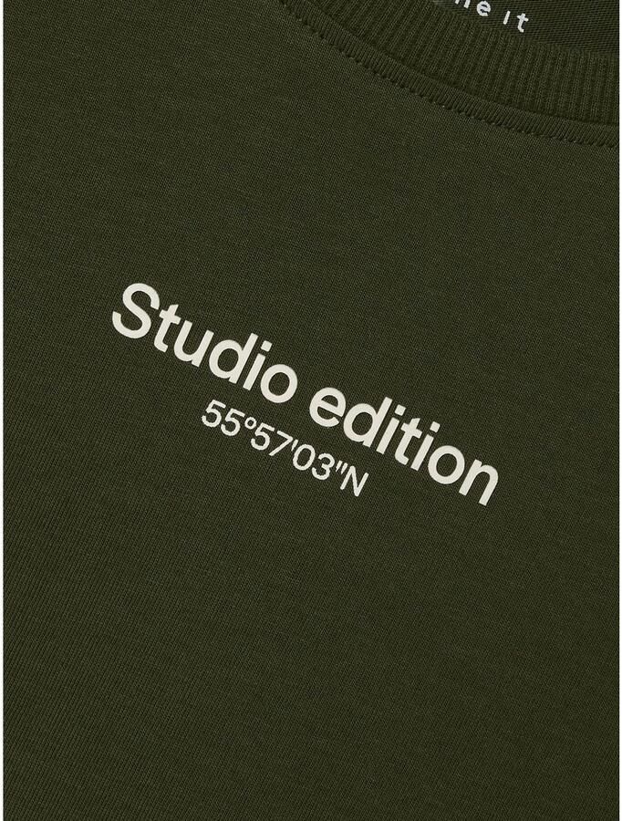 Name it KIDS T-shirt NKMBRODY met tekst donkergroen Jongens Katoen Ronde hals 122 128 - Foto 3