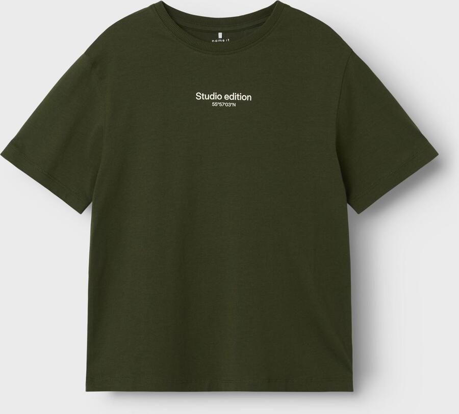 Name it KIDS T-shirt NKMBRODY met tekst donkergroen Jongens Katoen Ronde hals 122 128 - Foto 2