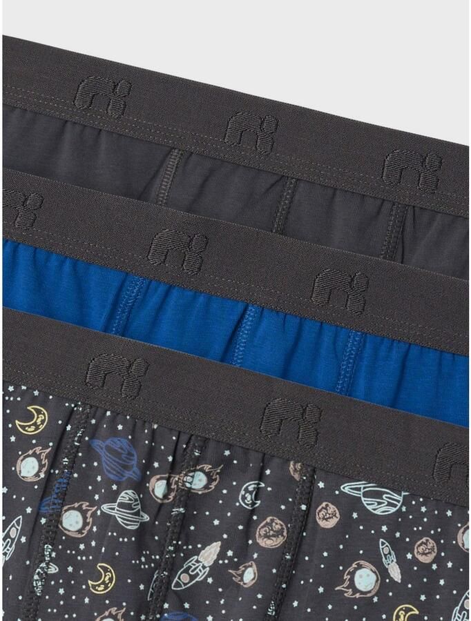 NAME IT KIDS boxershort Iron Space set van 3 donkergrijs blauw - Foto 3