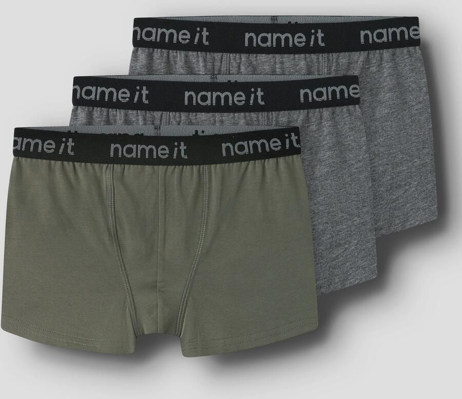 NAME IT KIDS boxershort set van 3 groen grijs - Foto 7