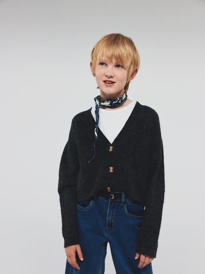 Name It Vest NKFHOLLY BOXY SHORT KNIT CARD NOOS in modieuze boxy-vorm met diepe v-hals - Foto 5